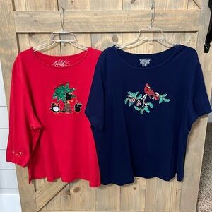 2 women’s Christmas tops
